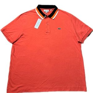 Authentic Lacoste Men's Regular-Fit Contrast Collar Polo Shirt| 3XL
-Orange -NEW